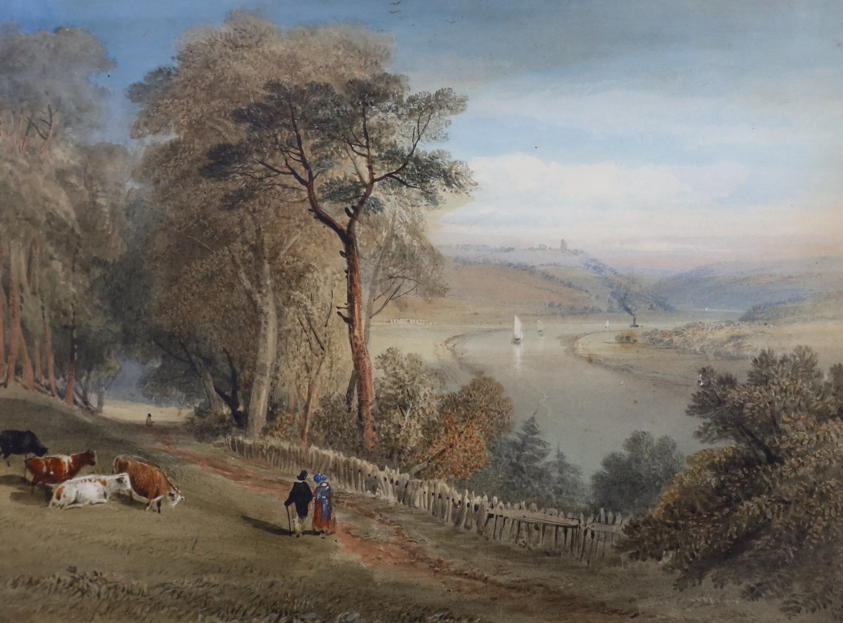 Samuel Jackson (British, 1830-1904), Avon landscape; View from Shirehampton looking towards Clifton, watercolour, 22 x 29.5cm